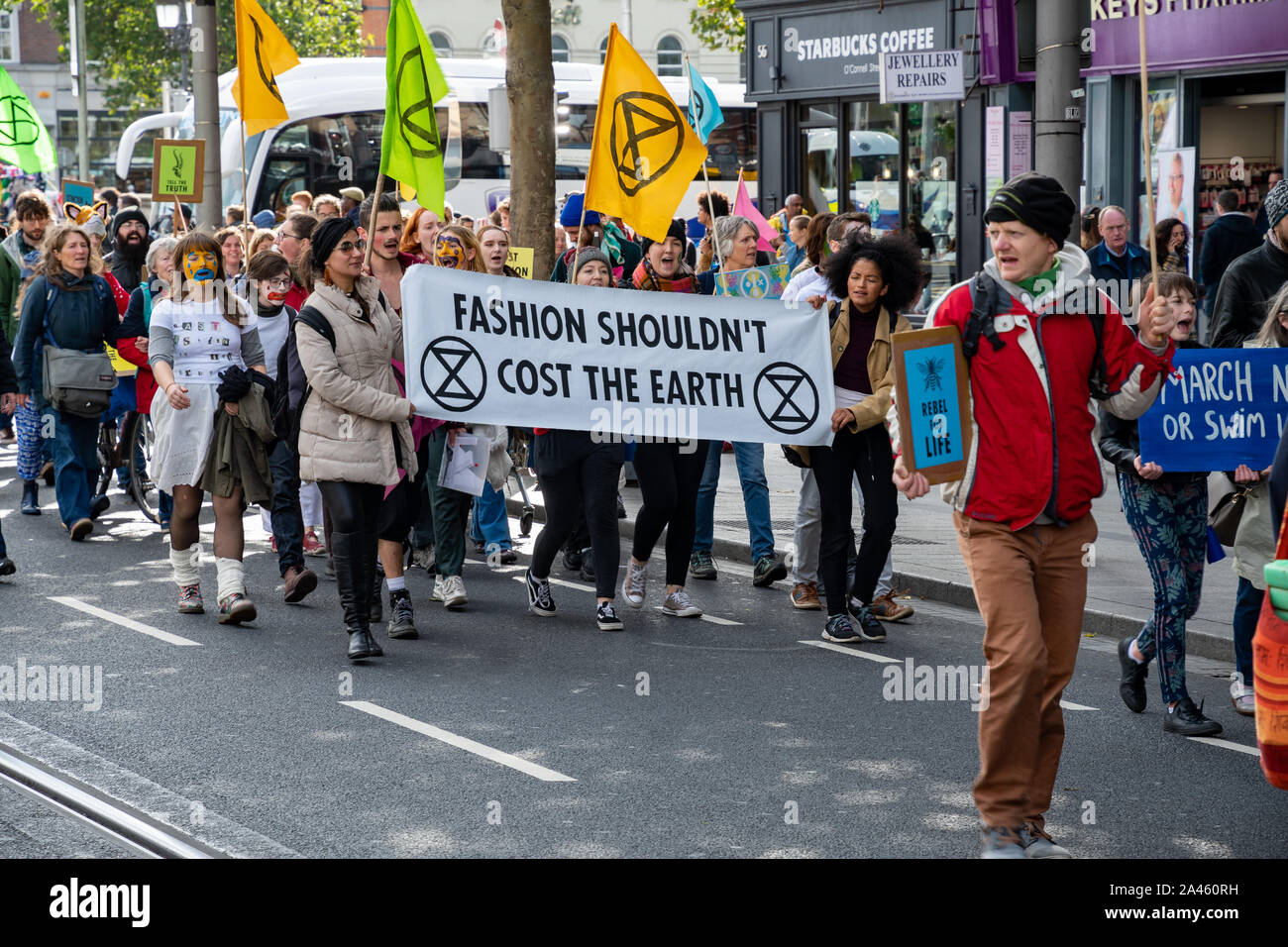 Extinction Rebellion week of protest. Dublin, Ireland. Stock Photo