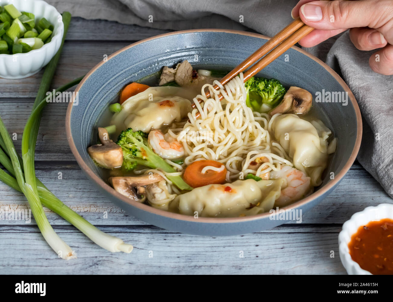Wor Wonton Soup Stock Photo Alamy