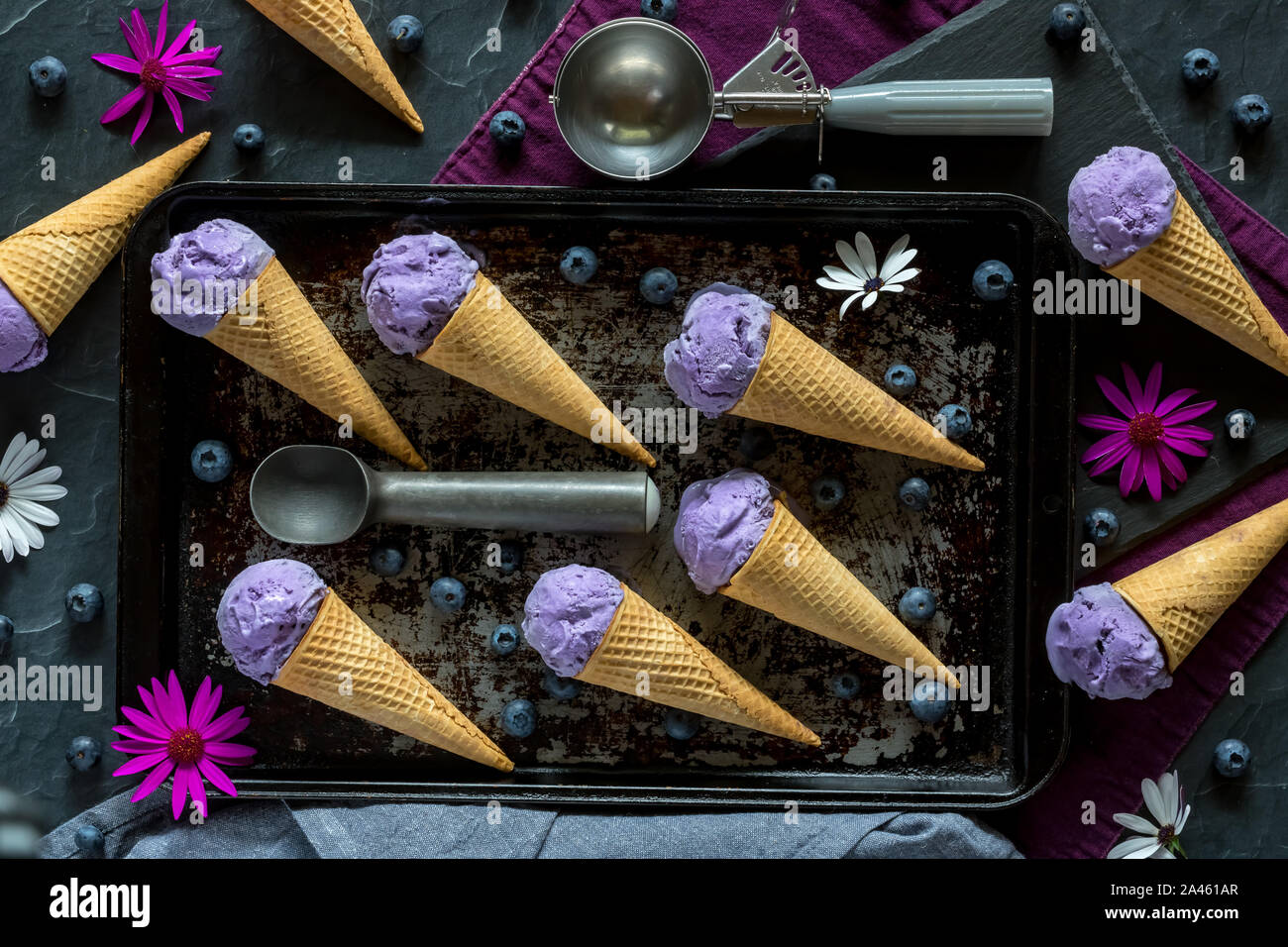 Ube ice cream cones Stock Photo Alamy