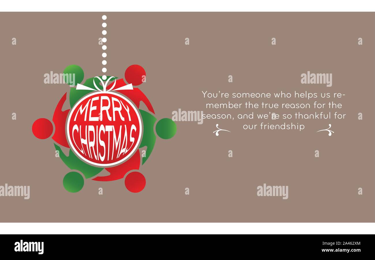 Merry Christmas Card with elfs people ornament and text. Vector design Stock Vector