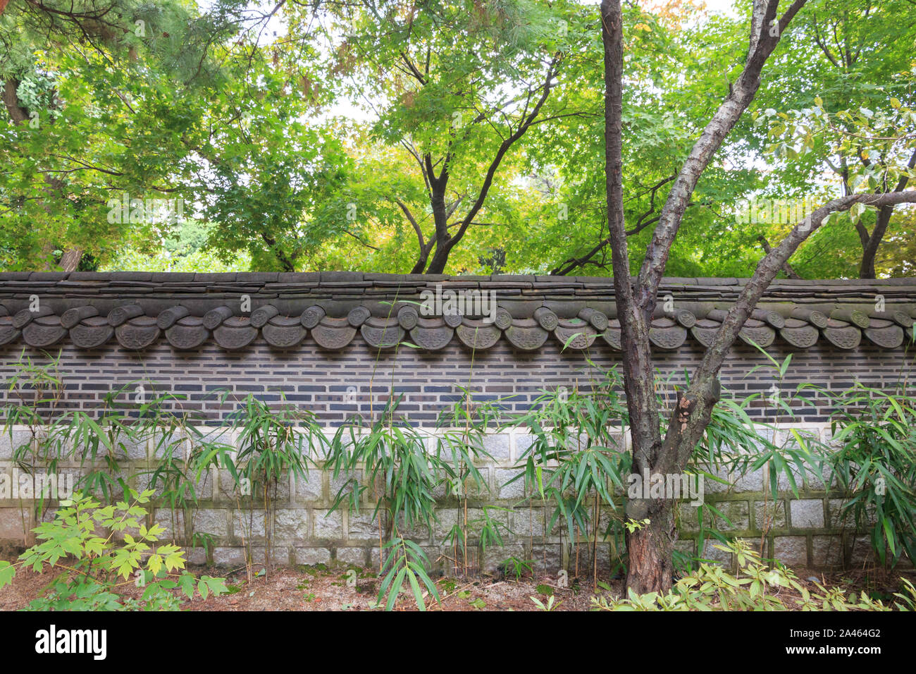 Traditional South Korean brick wall in Seoul Stock Photo
