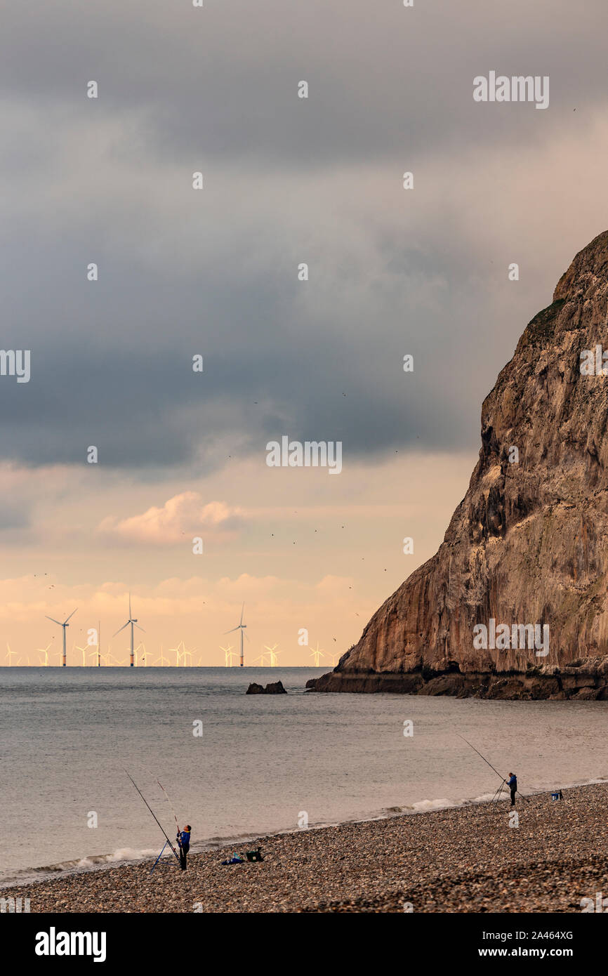 Gwynt y Mor windfarm off the North Wales coast at Colwyn Bay Stock Photo
