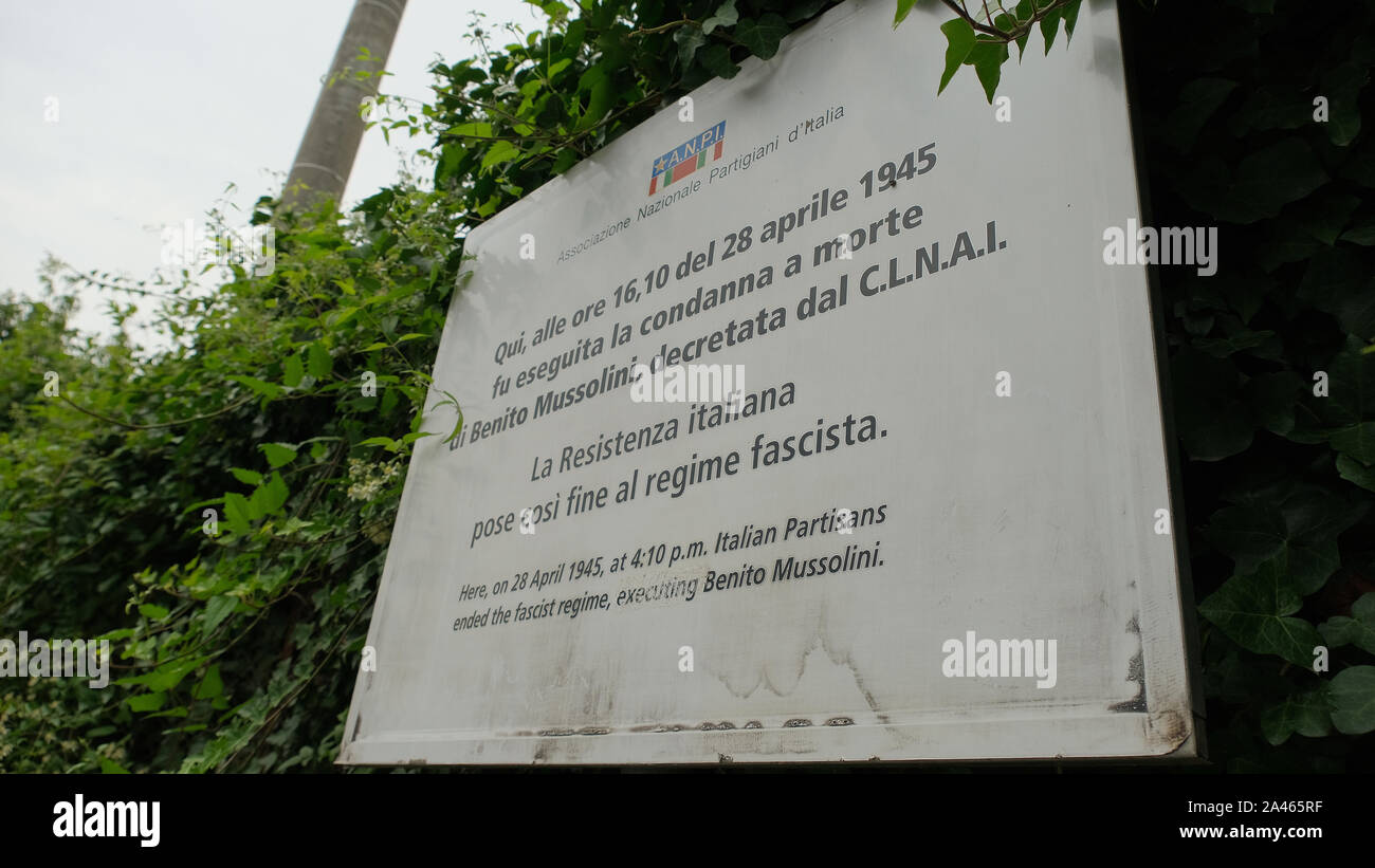 The place where Benito Mussolini and Claretta Petacci were killed at Giulino di Mezzegra - Tremezzina, Como, Lombardy, Italy. Stock Photo