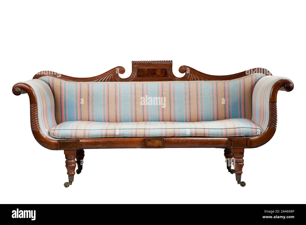 vintage antique style sofa couch upholstered isolated on white Stock Photo  - Alamy