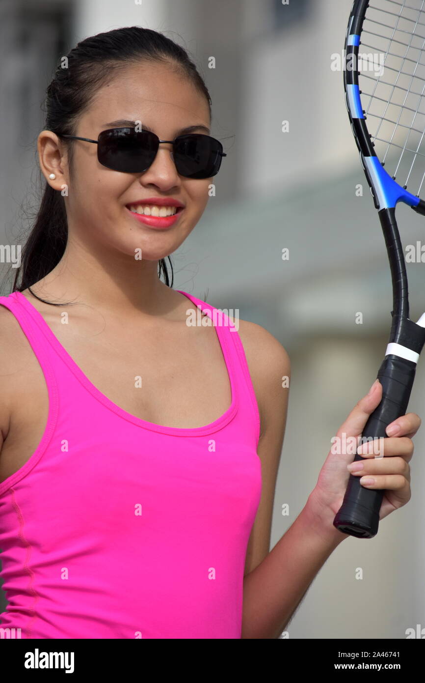 With Tennis Racket Stock Photo - Alamy
