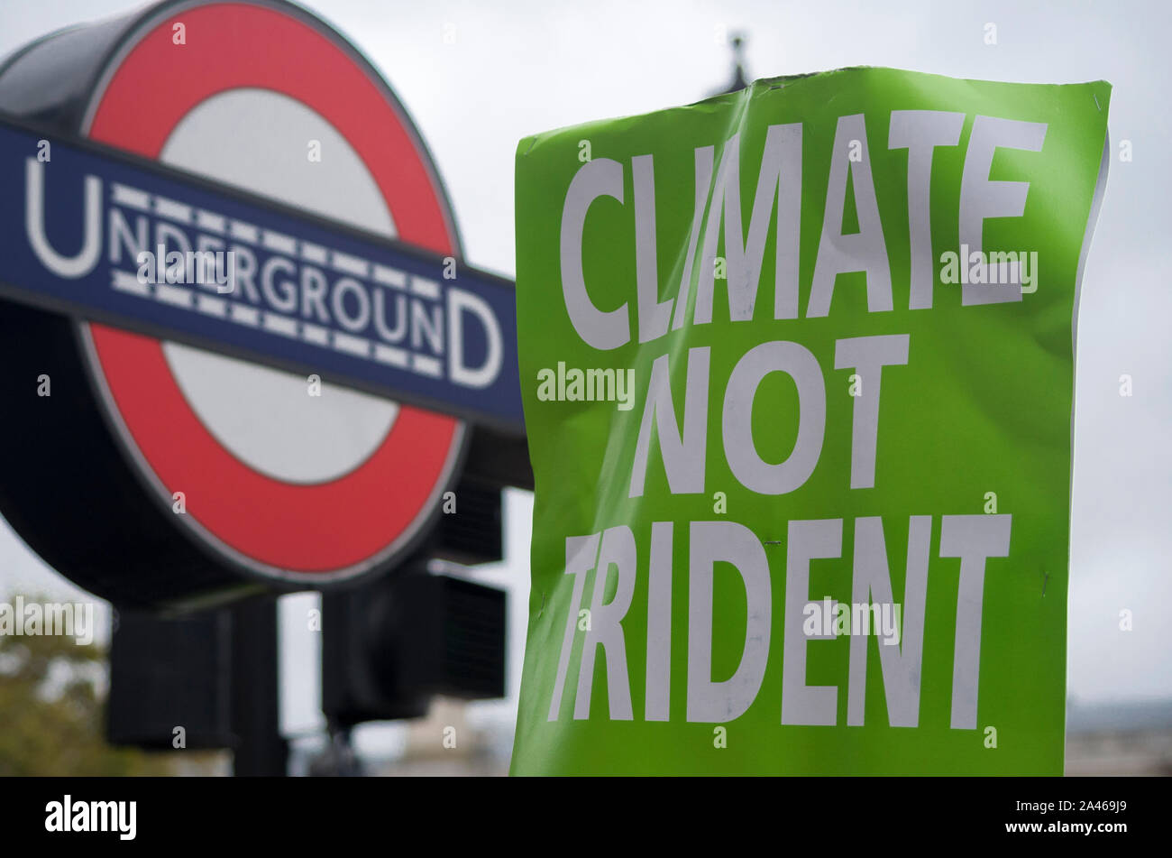 London Uk 11 October 2019 Climate Not Trident Banner Near