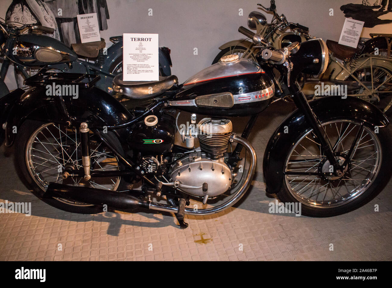 Marseille (France) Musée de la moto - Motorcycle museum : Terrot EMS 125cc 1950 (French) Stock Photo