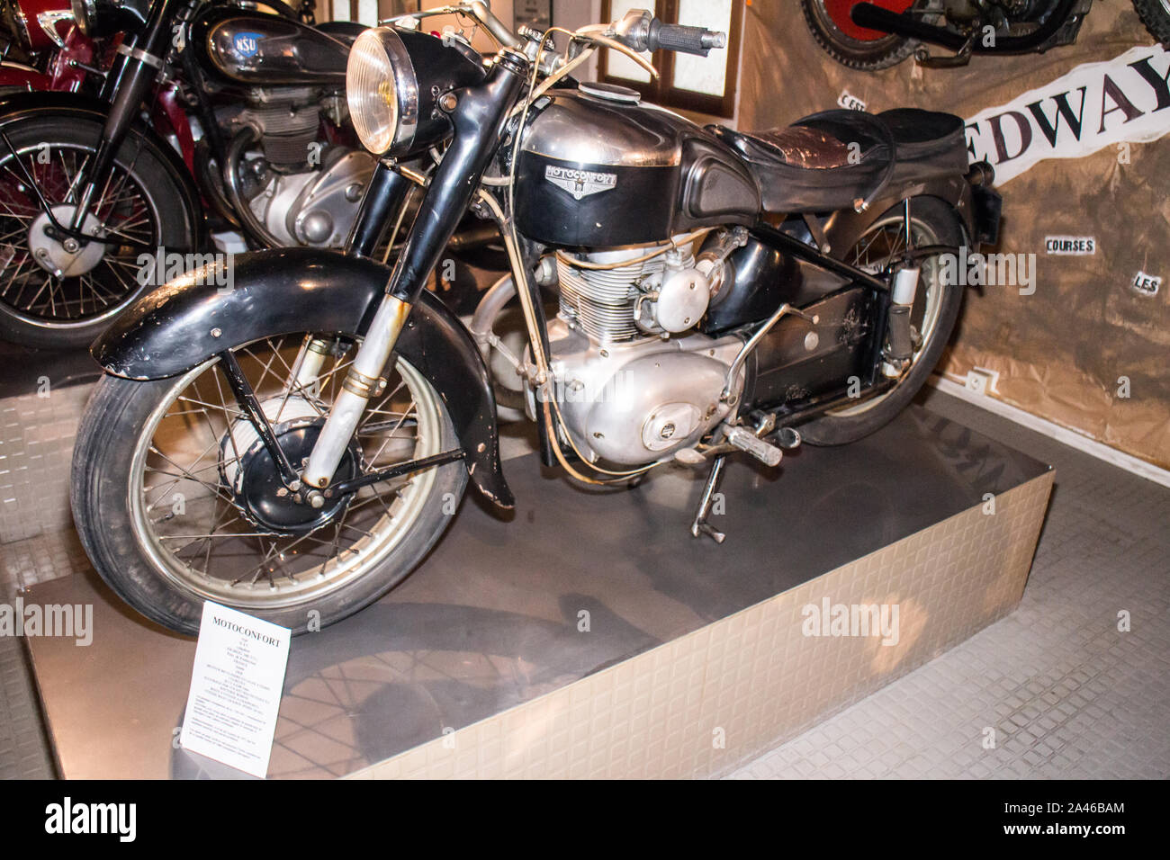 Marseille (France) Musée de la moto - Motorcycle museum : Motoconfort N4C 350cc 1959 (French) Stock Photo