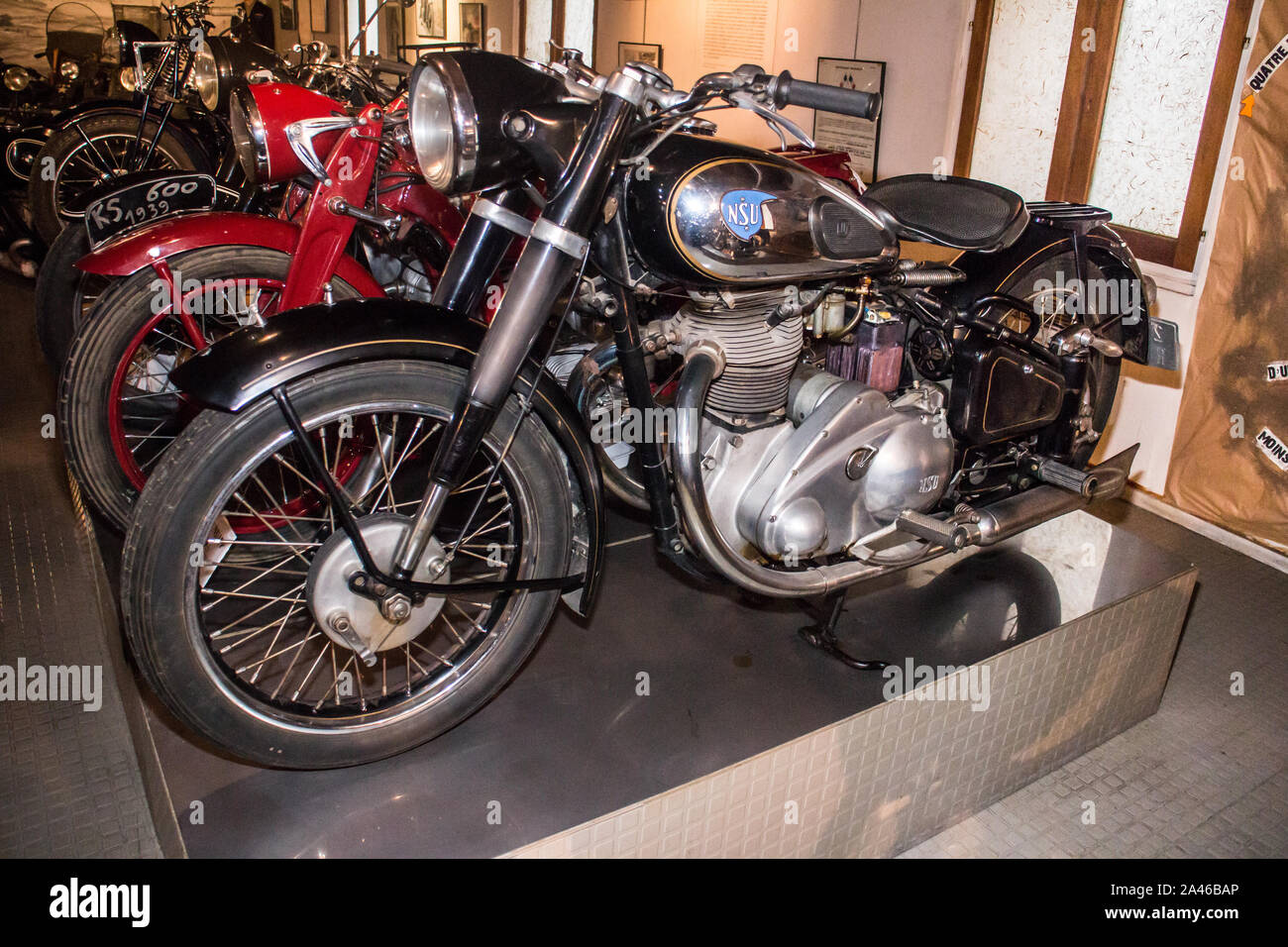 Marseille (France) Musée de la moto - Motorcycle museum : Motoconfort N4C 350cc 1959 (French) Stock Photo