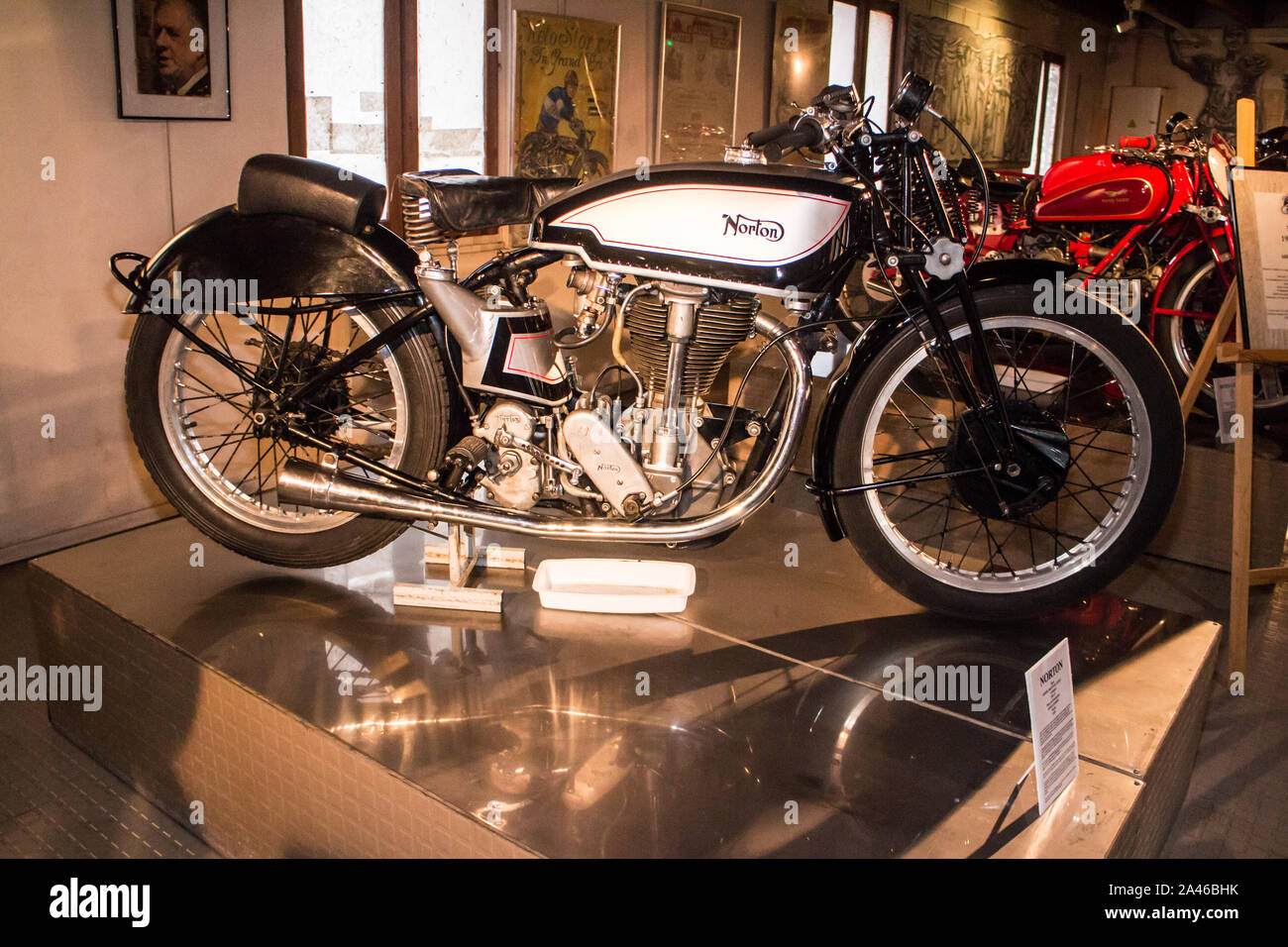 Marseille (France) Musée de la moto - Motorcycle museum : Norton Inter prototype 596cc 1938 (English) Stock Photo