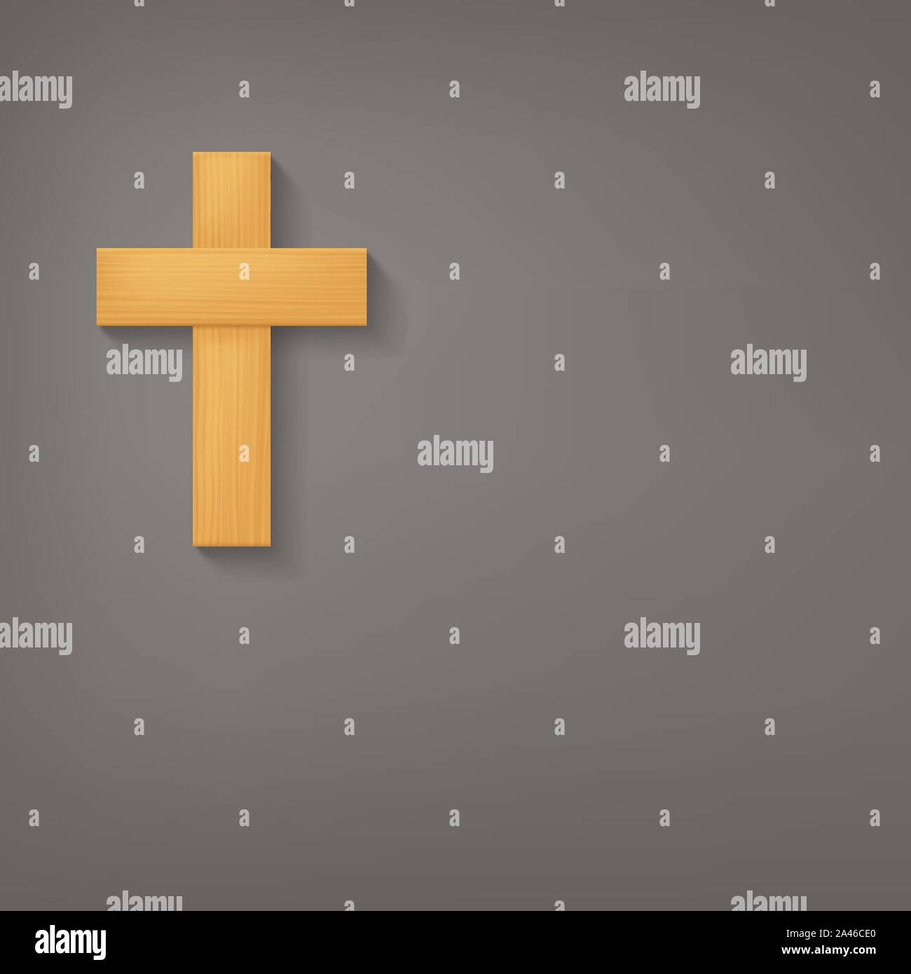 wooden cross with shadow on grey Stock Vector