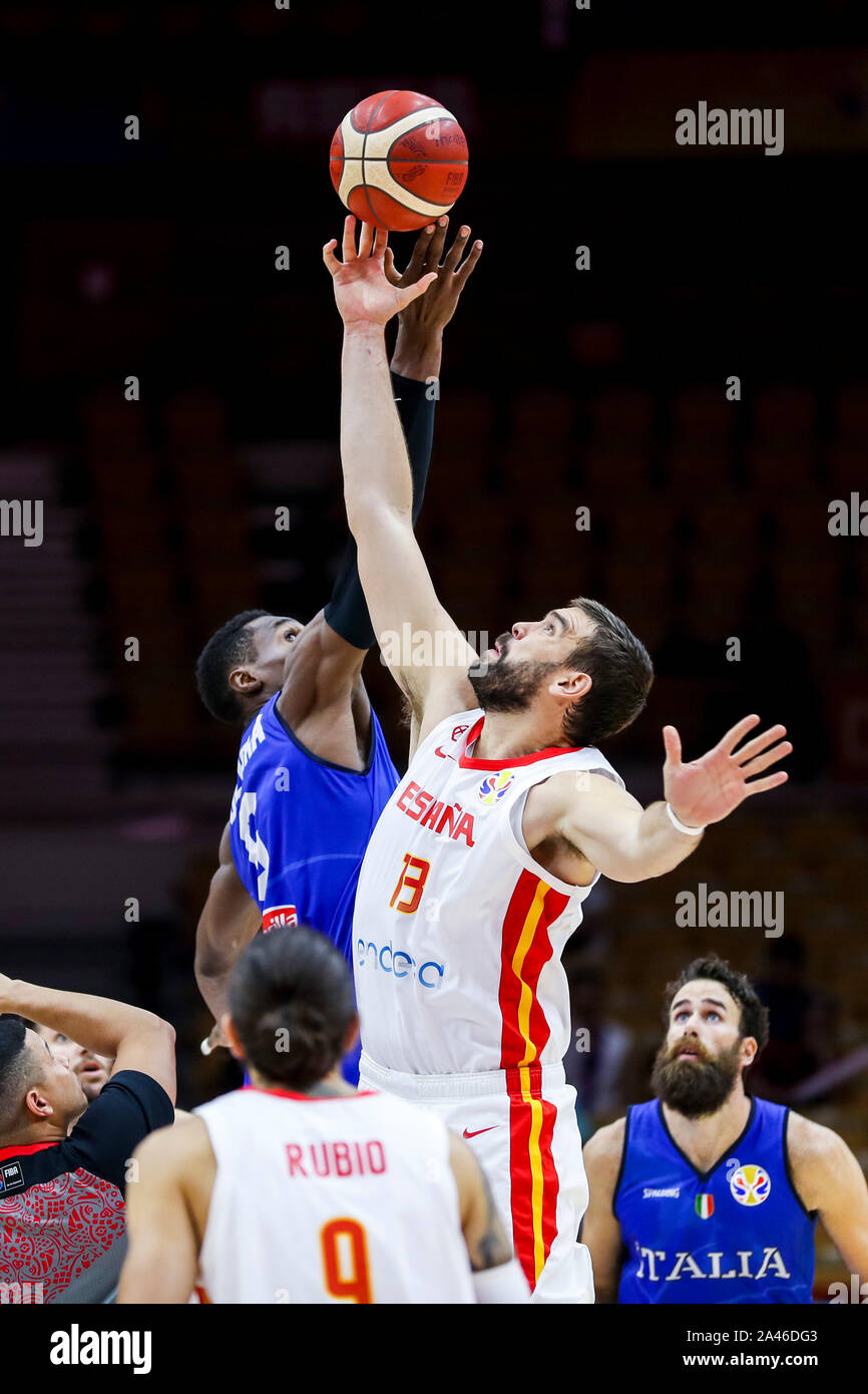 Spanish professional basketball player for the Toronto Raptors of the  National Basketball Association (NBA) Marc Gasol, top white, jumps to stop  the b Stock Photo - Alamy