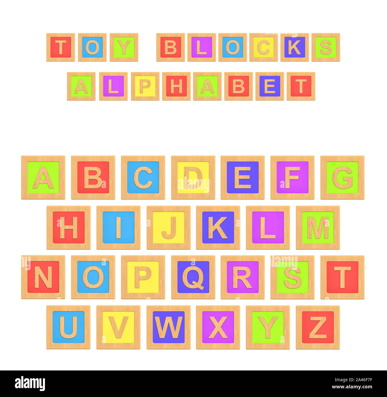 3d rendering of a colorful alphabet with a writing Toy Blocks Alphabet ...