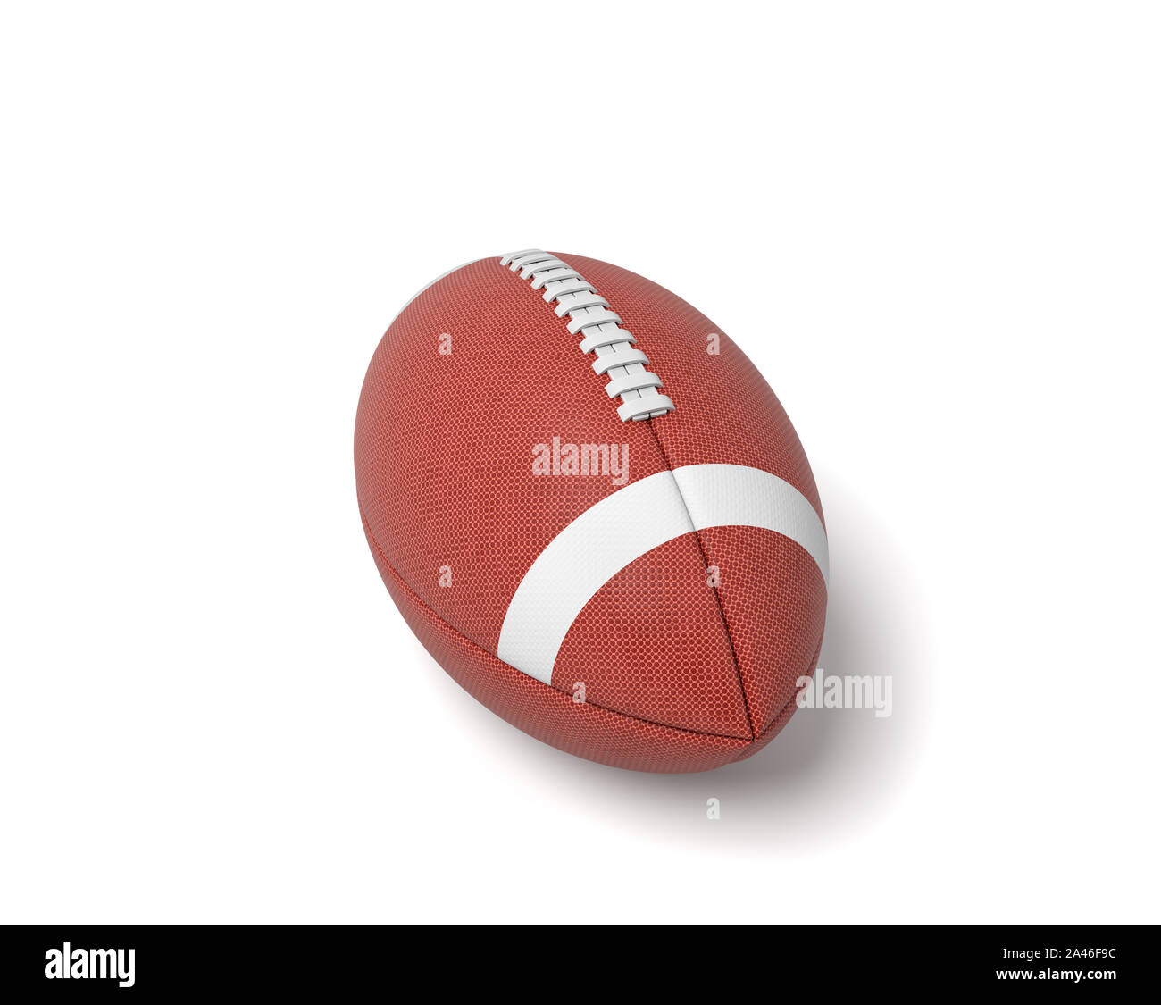 3d rendering of a red oval ball for American football on a white background. Team sport