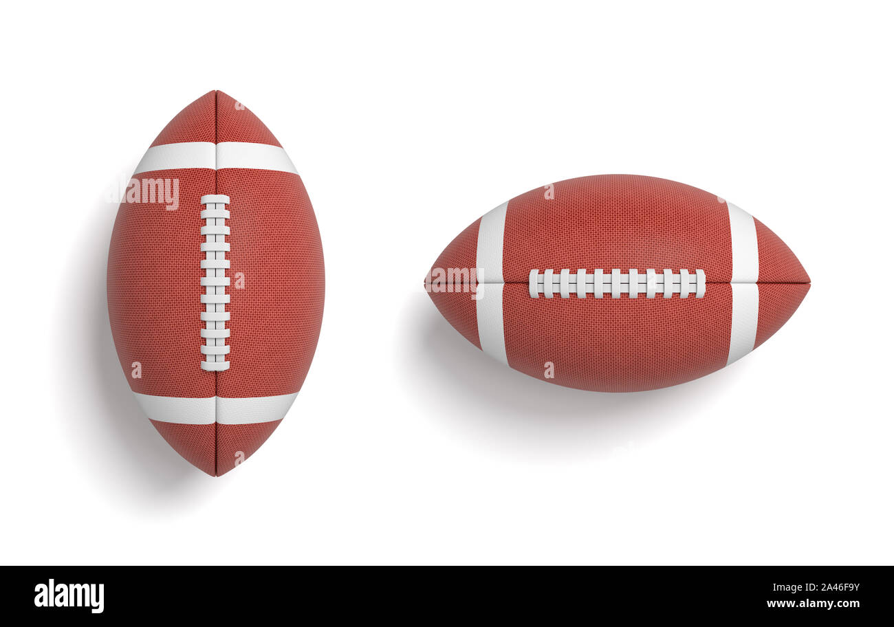 3d rendering of a two red oval balls for American football in top view.  Team sport. Football and rugby. Scoring goals Stock Photo - Alamy