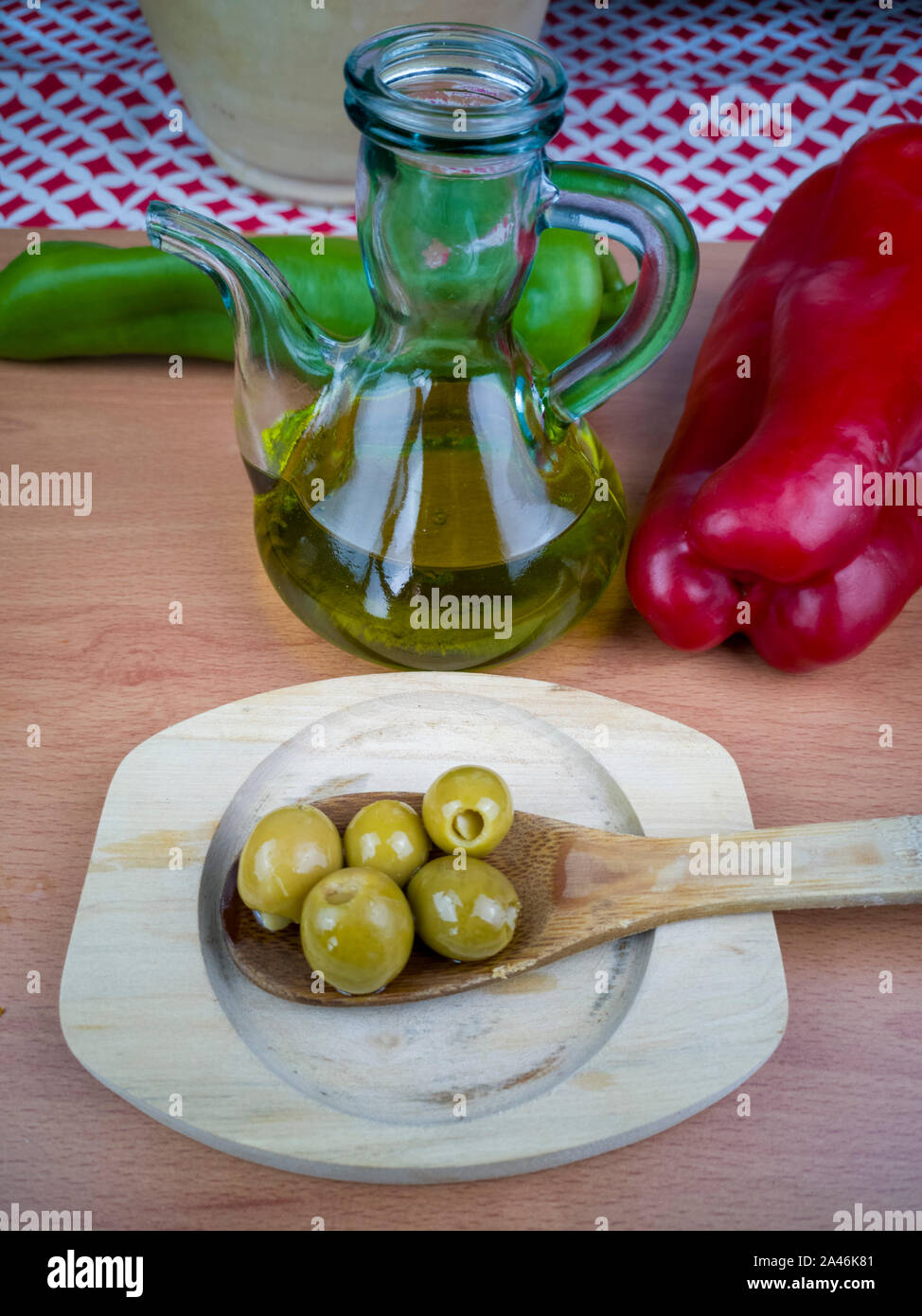 Spanish olives with virgin olive oil Stock Photo Alamy