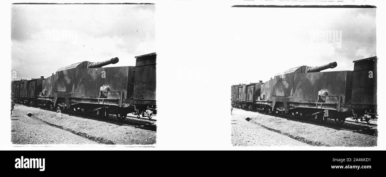 Fleury sur Aire. Train blindé. Canon de 164.7 - Fonds Berthelé - 49Fi679. Stock Photo