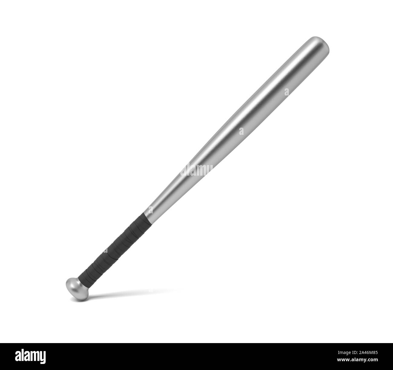 3d rendering of a single metal baseball bat with a wrapped handle standing  on a white background. Baseball equipment. Steel bat. Metal club Stock  Photo - Alamy