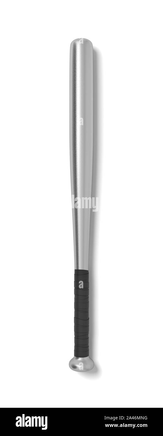 3d rendering of a single metal baseball bat with a wrapped handle in top  view isolated on a white background. Baseball equipment. Steel bat. Metal  clu Stock Photo - Alamy