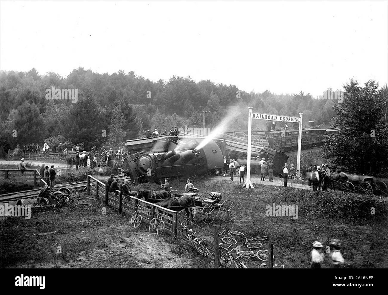 Fitchburg Locomotive Derailment, Keene New Hampshire Stock Photo