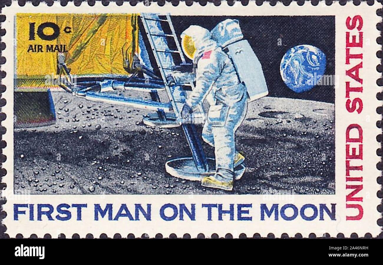 first man on the moon 10 cent stamp