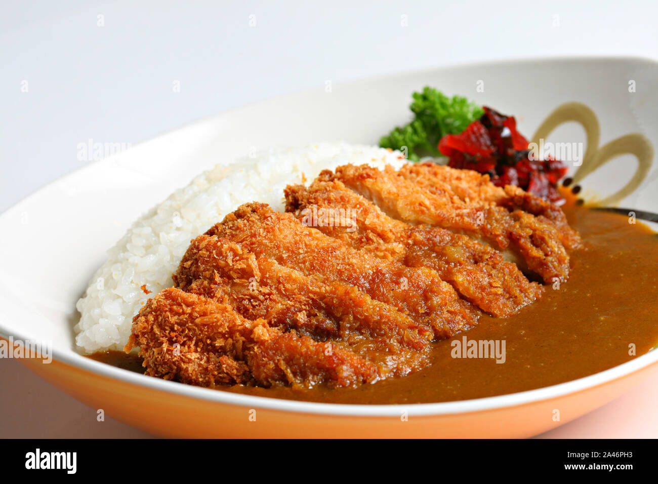 Tonkatsu Curry Rice flavorful Japanese katsu curry on White background