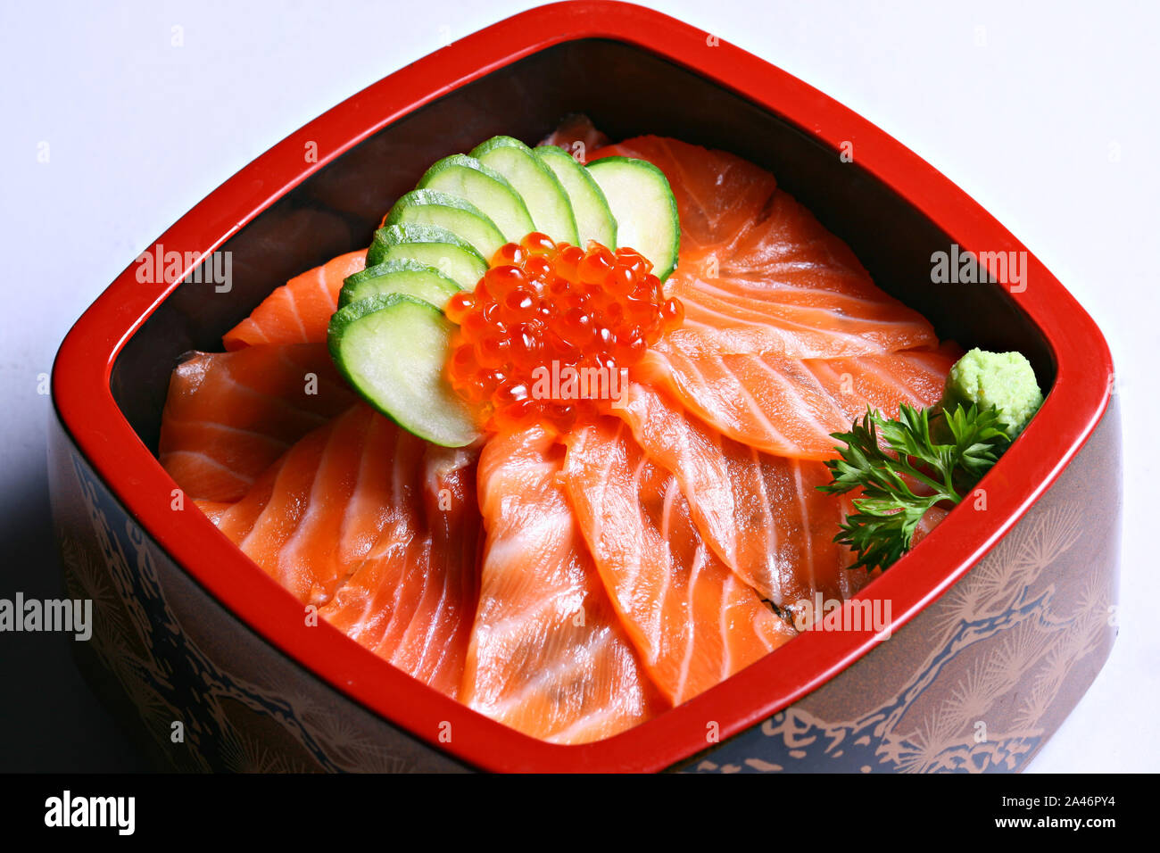 Kaisen Salmon Donburi Fresh Salmon and Crab sticks and ikura roe topped