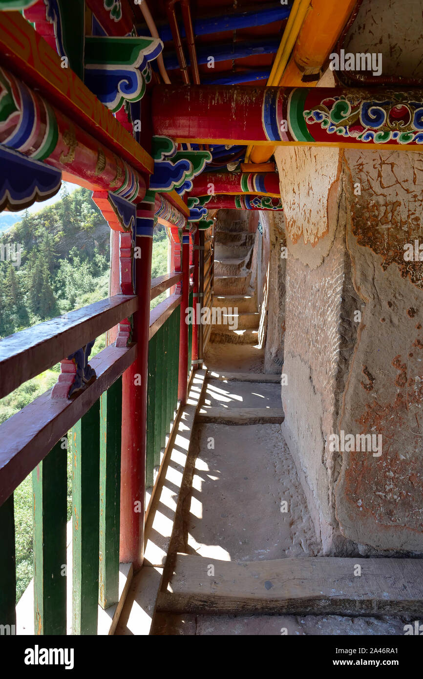Ancient grottoes interior in Mati Temple, Zhangye Gansu China. Stock Photo