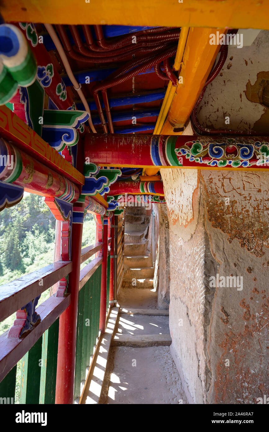 Ancient grottoes interior in Mati Temple, Zhangye Gansu China. Stock Photo