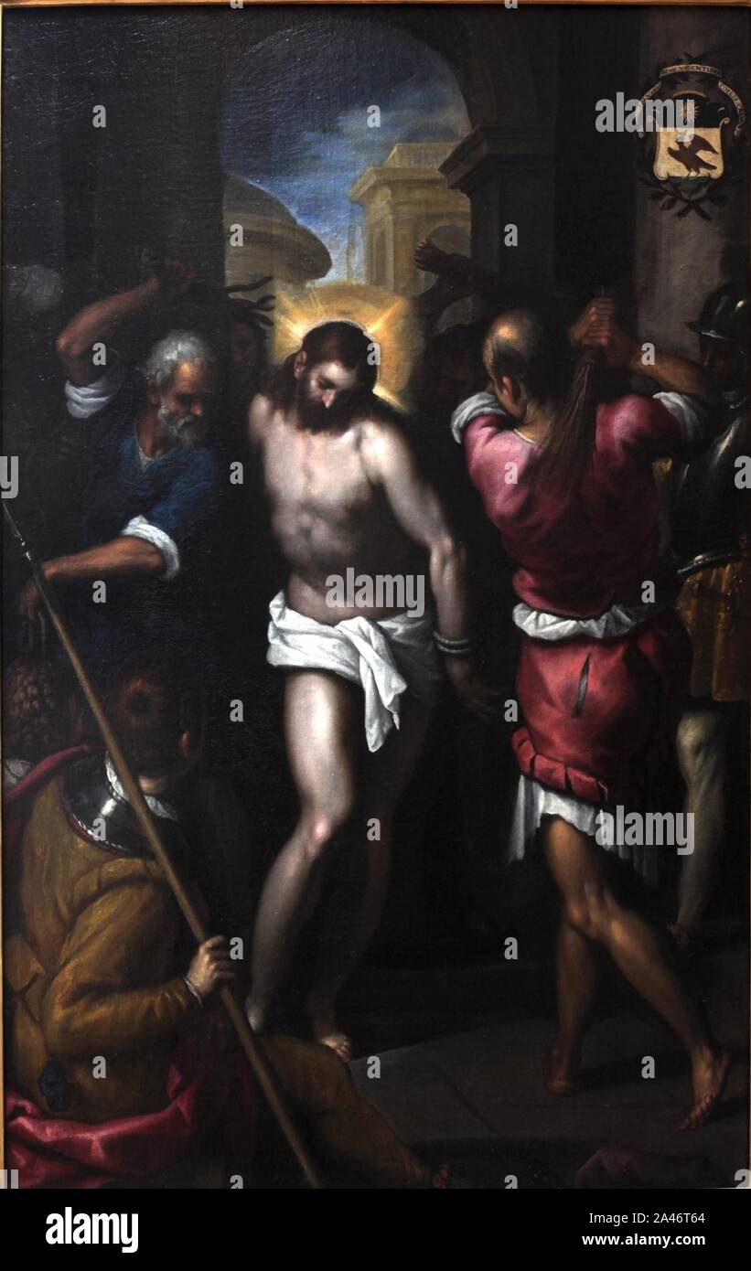 Flagellation of Christ-Palma il Giovane-MBA Lyon A61-IMG 0311. Stock Photo