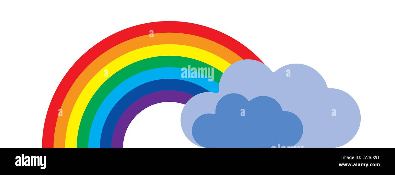 Vector colorful rainbow symbol with gray clouds Stock Vector Image ...