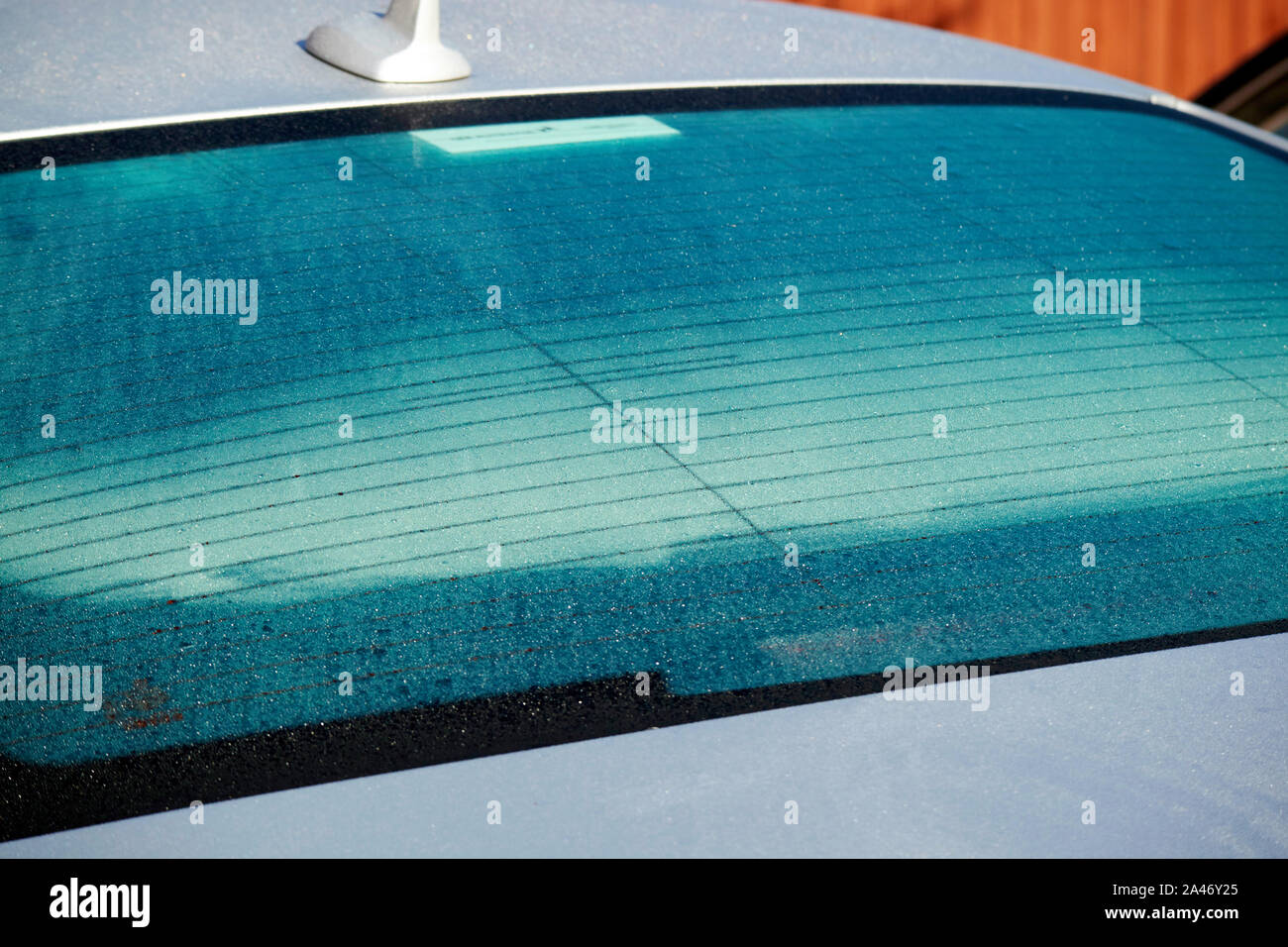 early morning condensation on a car rear window England UK Stock Photo Alamy