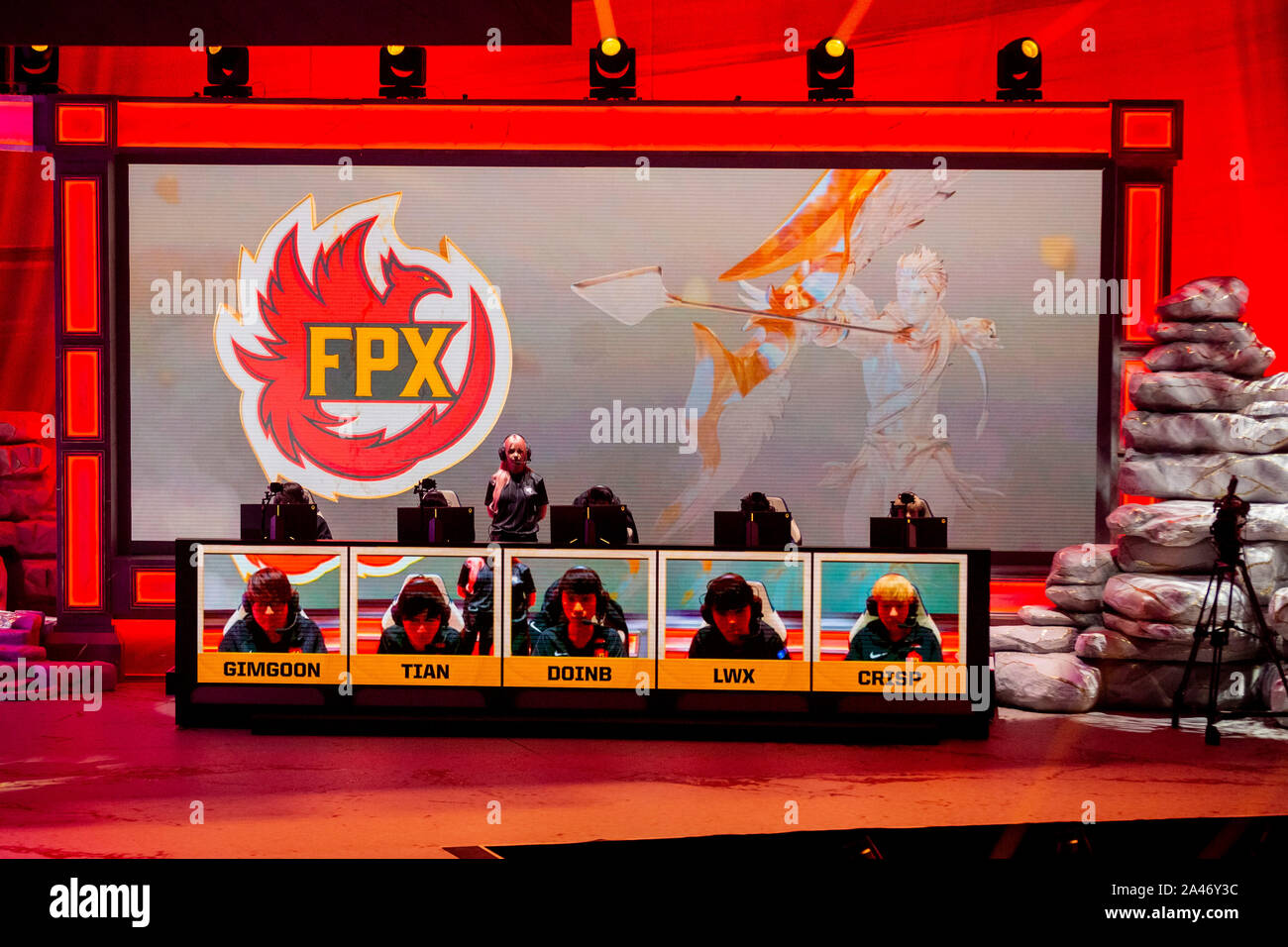 FunPlus Phoenix (FPX) jungler Gao Tian-Liang, left, is pictured