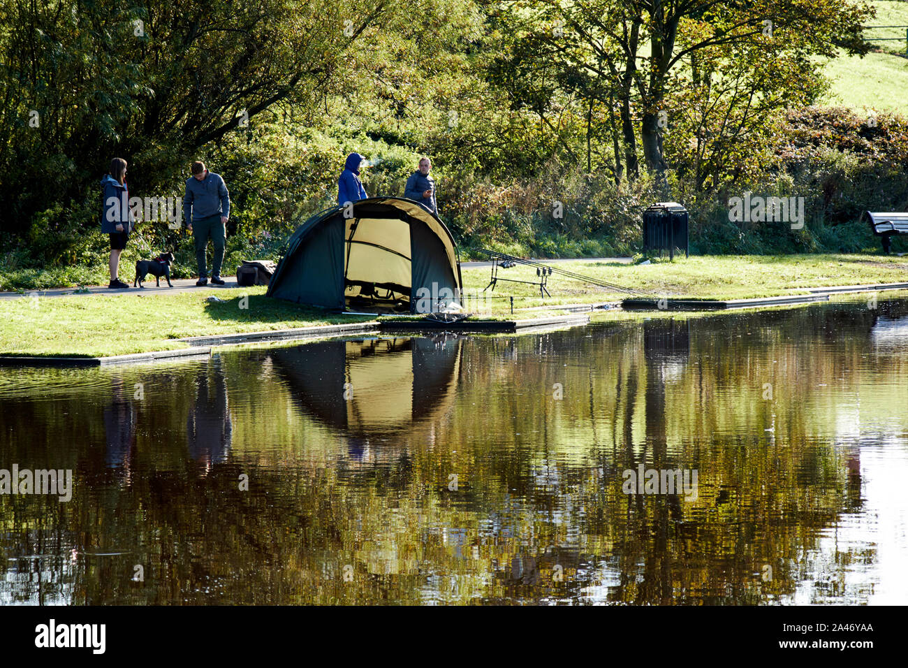 people-fishing-and-out-walking-the-dog-early-morning-mill-dam-lake