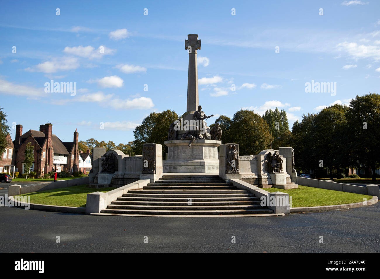 war memorial in the centre of Port Sunlight England UK Stock Photo