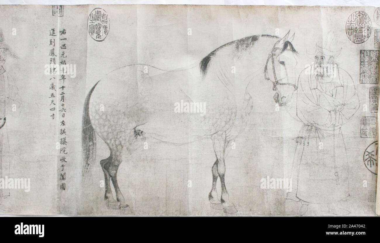 Five Horses Handscroll Li Kung lin. Stock Photo