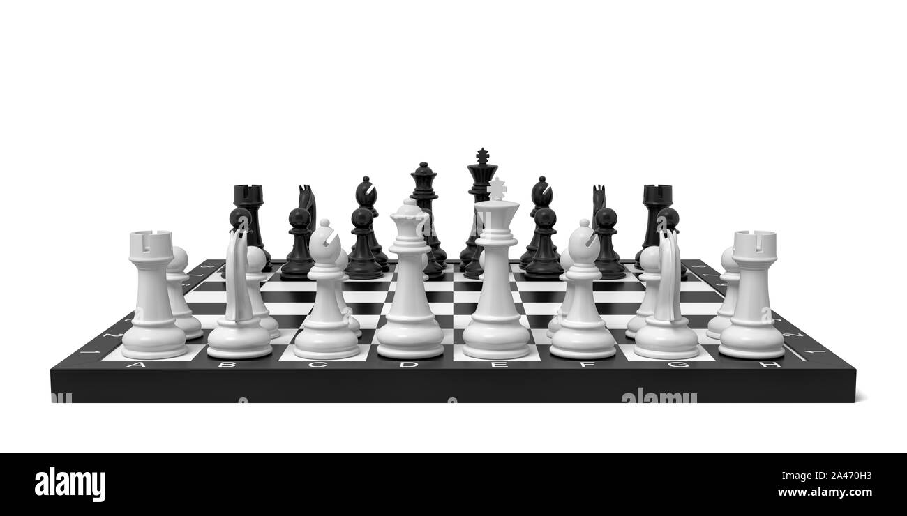 3d Rendering Of Black Chess Pieces Strategically Positioned On A