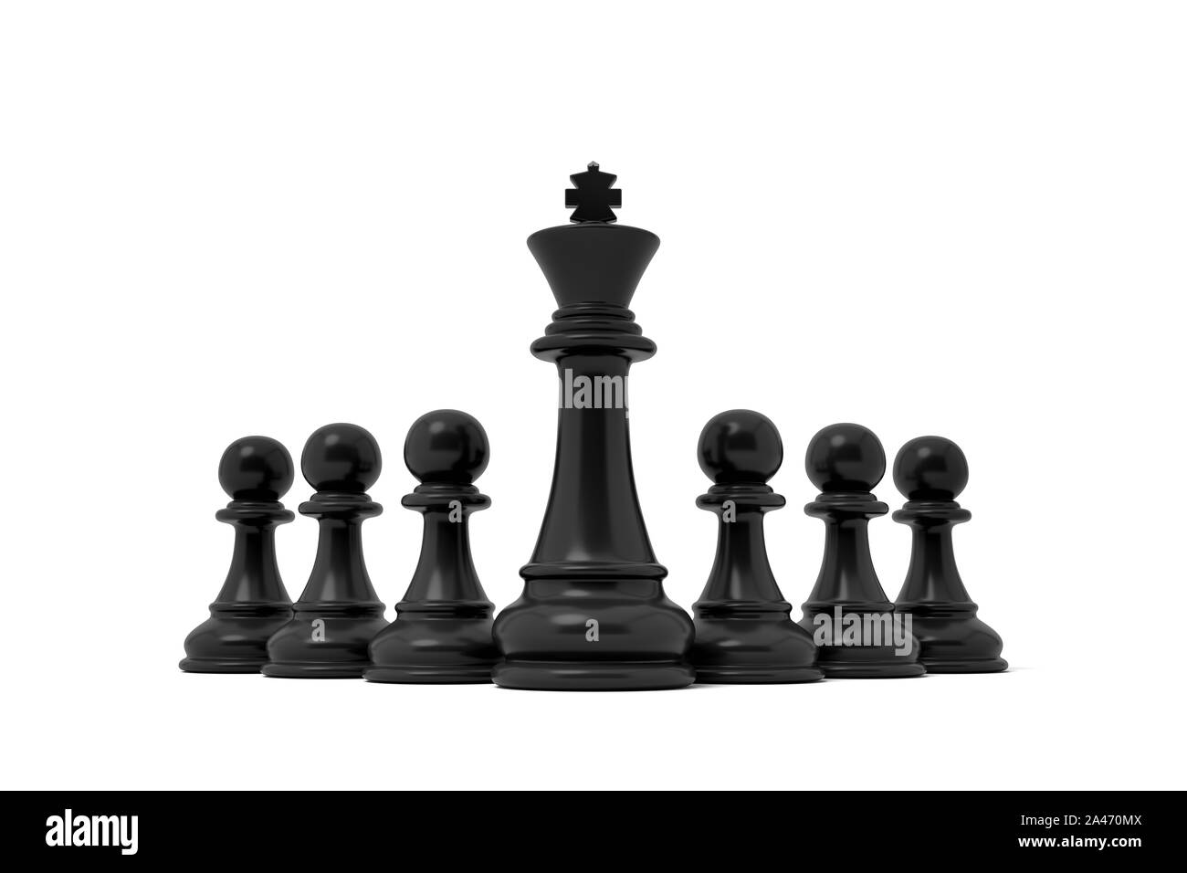 Chess queen and king contour isolated 3d. Black graceful main
