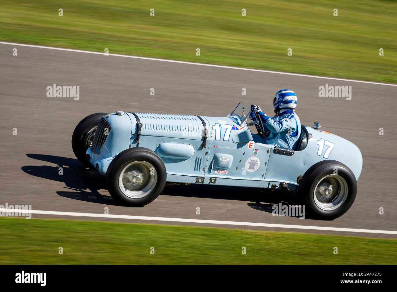 1936 Parnell-MG K3 with driver Roland Wettstein during the Goodwood Trophy race at the 2019 Goodwood Revival, Sussex, UK. Stock Photo