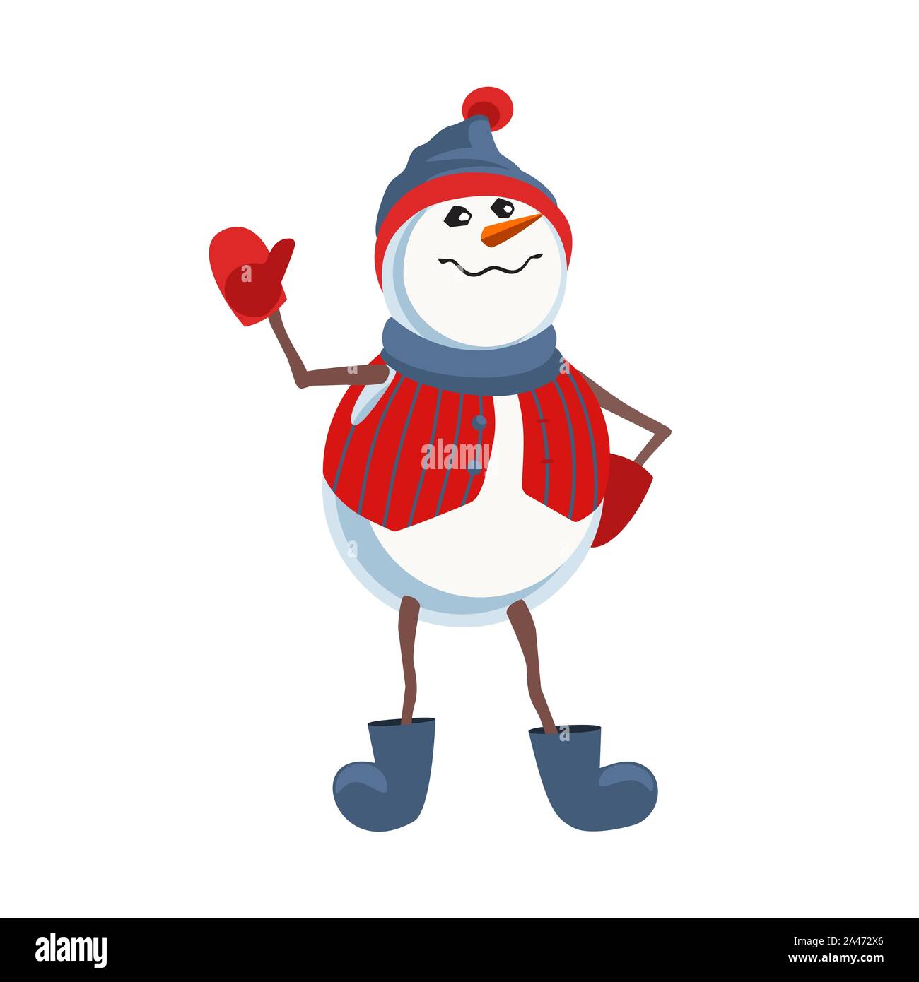 Cute snowman icon isolated on white Stock Vector
