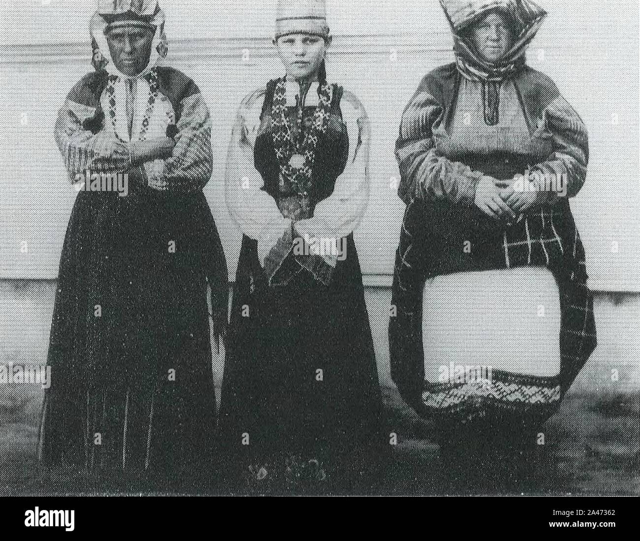 Females in feast dresses (Tambov gov., 1904). Stock Photo
