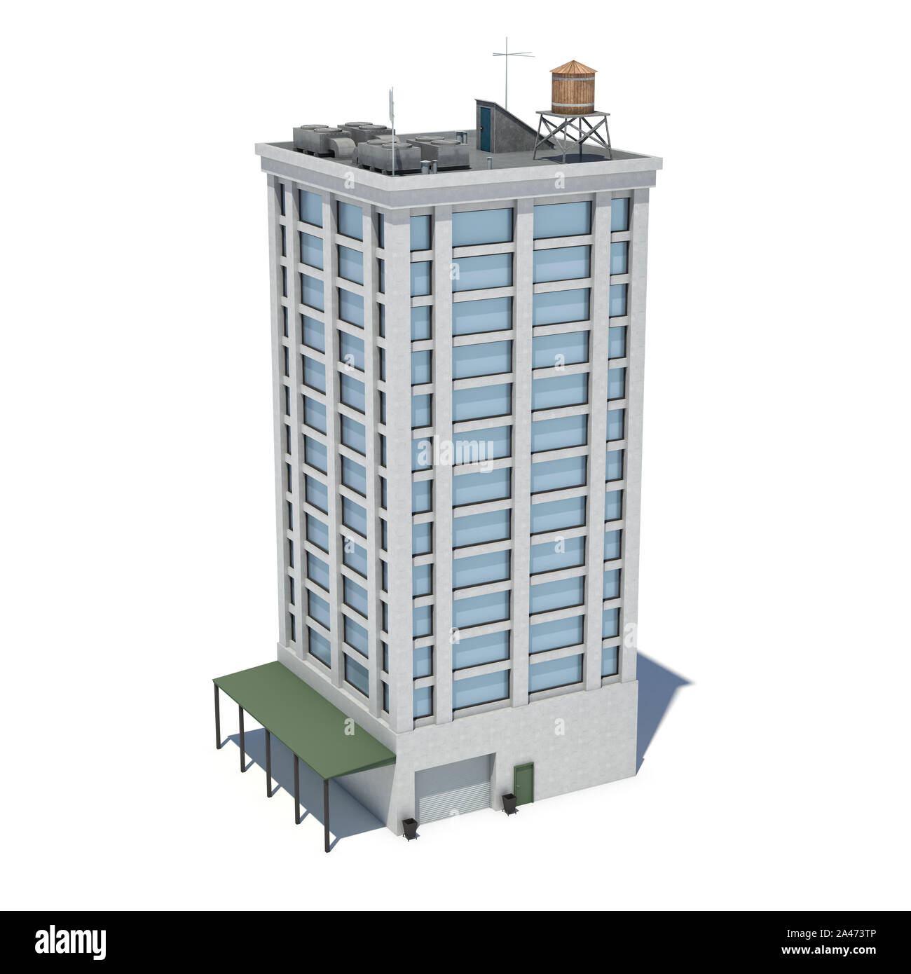 3d rendering of a white high office building with many large windows and a  garage on the ground floor. Commercial building. Offices and industrial pre  Stock Photo - Alamy