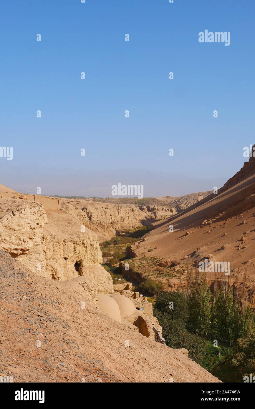 Nature landscape view of the Flaming Mountain Valley in Turpan Xinjiang ...