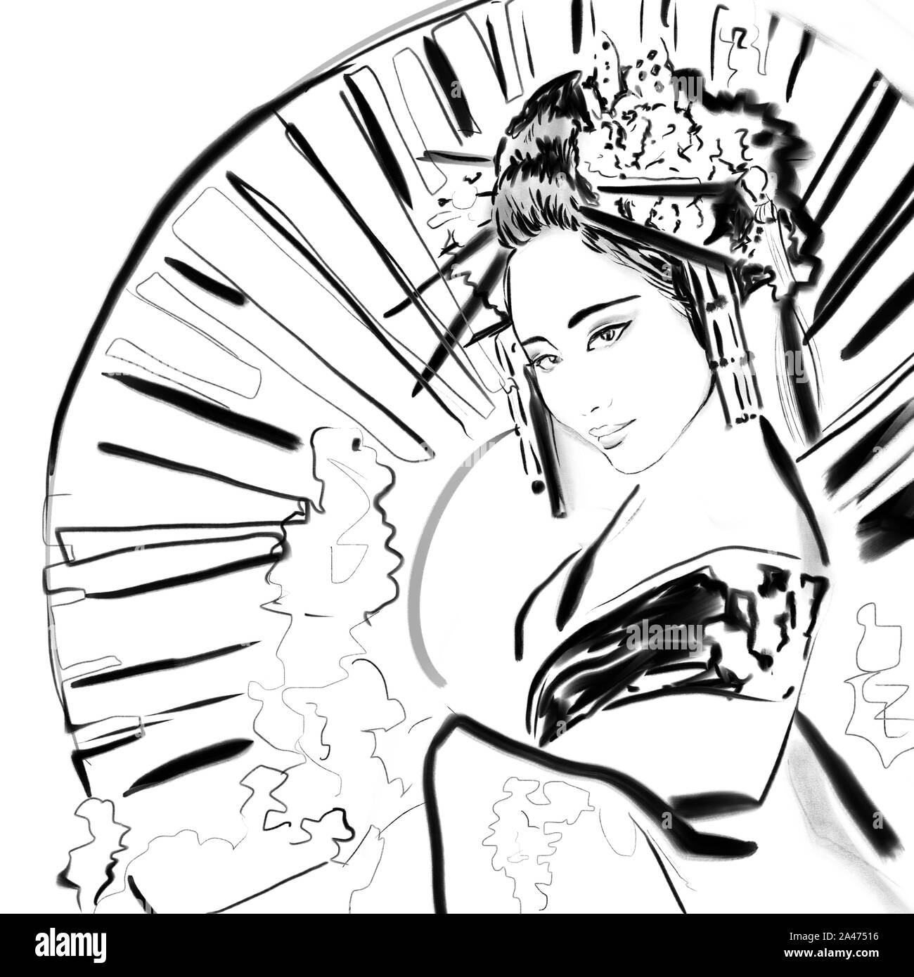 Geisha art Black and White Stock Photos & Images - Alamy