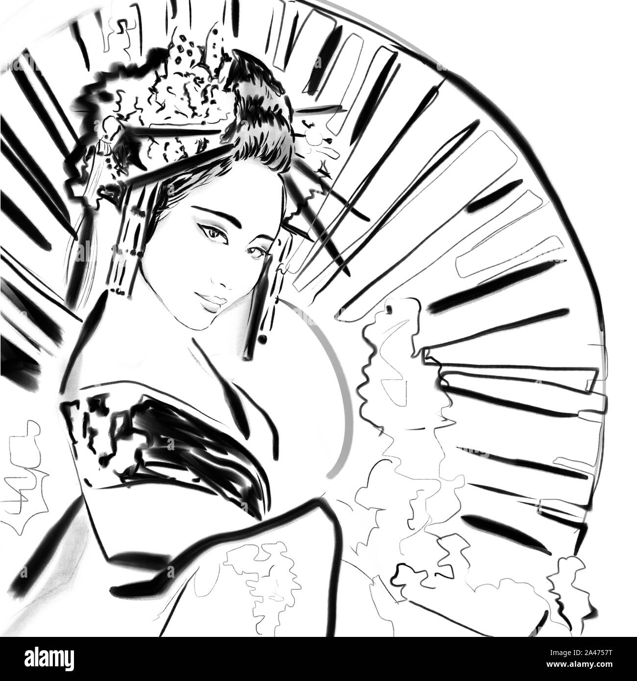 Geisha art Black and White Stock Photos & Images - Alamy