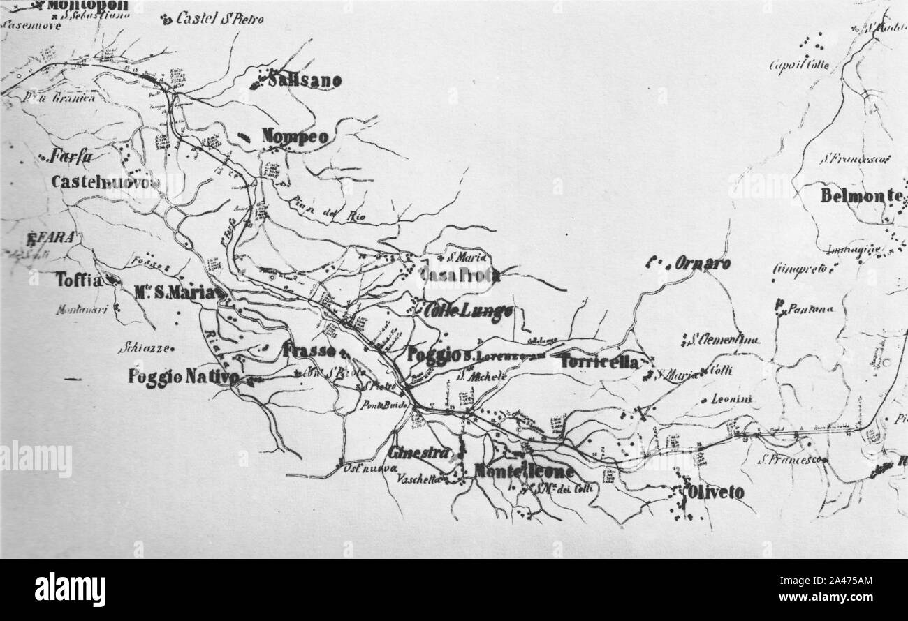 Ferrovia Salaria particolare del progetto Trivellini 1879 Stock Photo