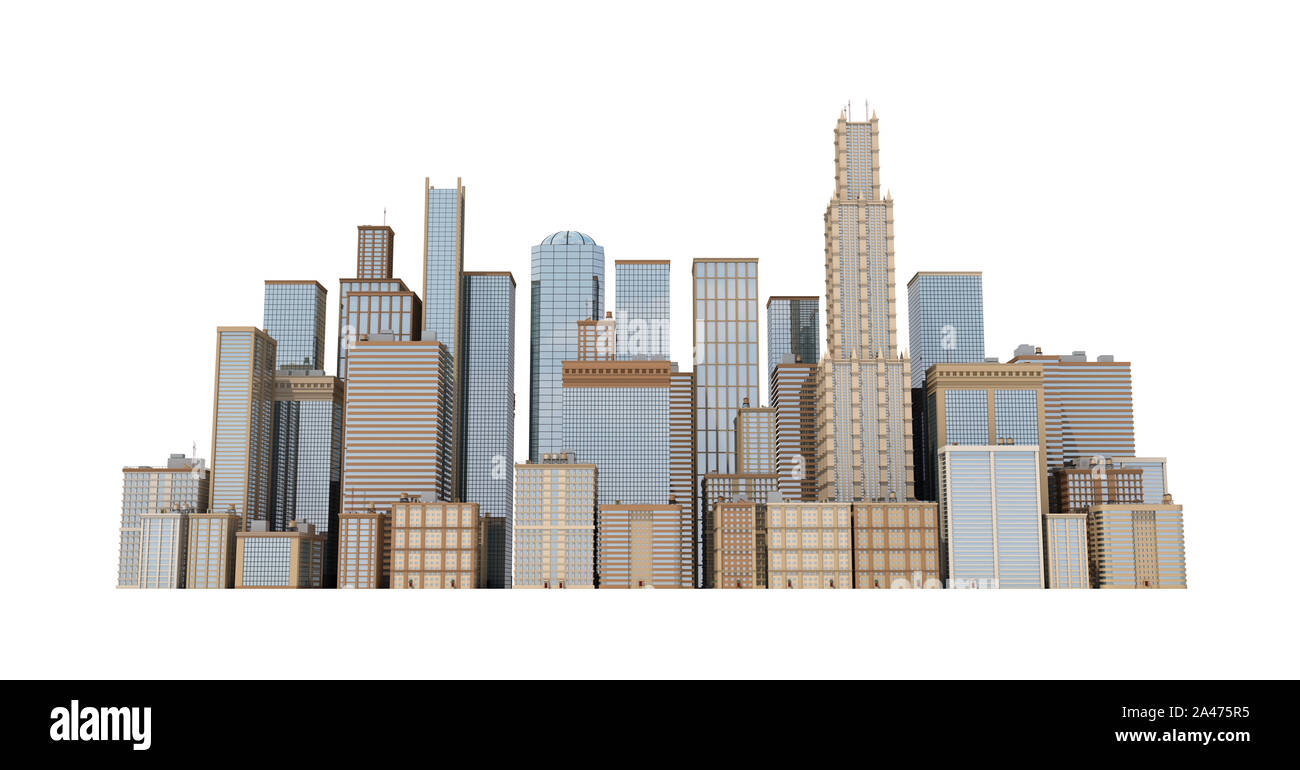 3d rendering of a city landscape with office buildings and skyscrapers ...