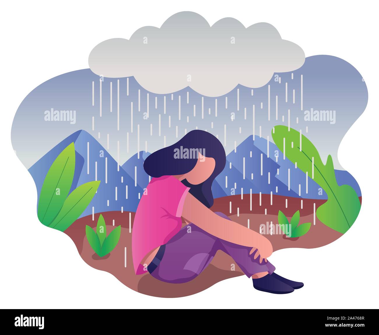 Woman in Depression Stock Vector