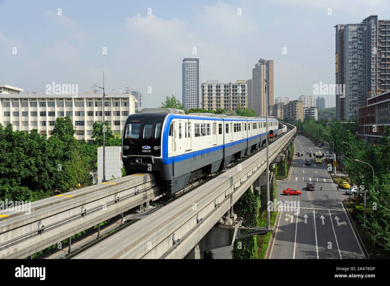 Monorail train on Chongqing metro line 3, China Stock Photo - Alamy