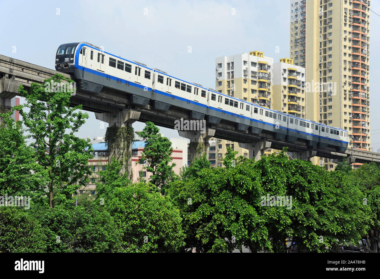 Monorail train on Chongqing metro's line 3, China Stock Photo - Alamy